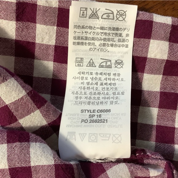 J.Crew Classic-Fit Boy LS Shirt in Crinkle Burgundy Gingham Size 0. Style C6086. - Picture 10 of 10